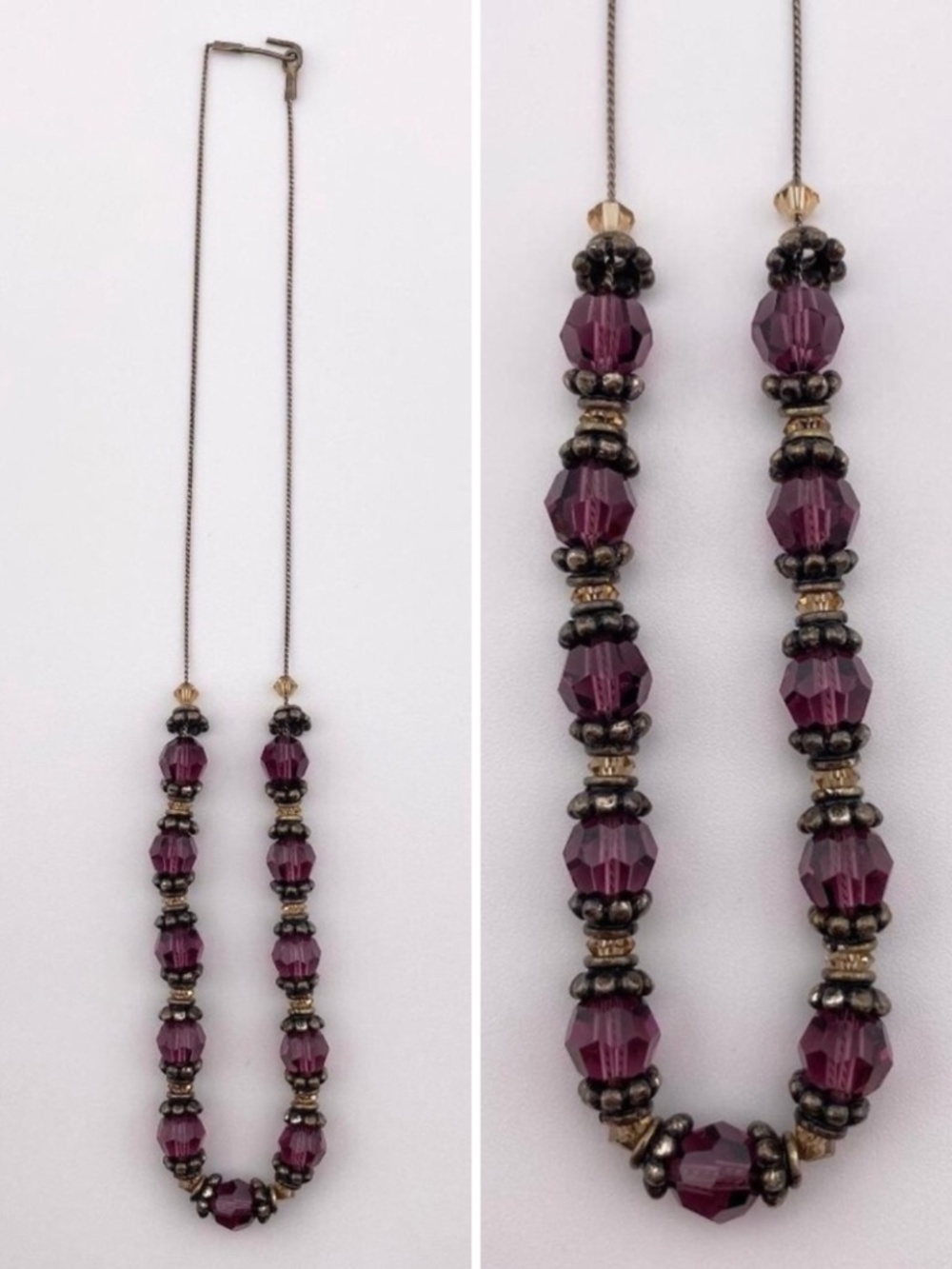 (8) Vintage Purple Beaded Necklace